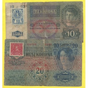 Soubory bankovek, 10 K 1915/19, s. 1057. H-1a, 20 K 1913/19, s. 2301. H-2a