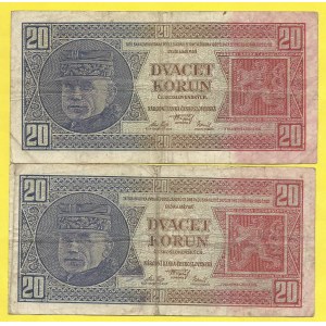 Soubory bankovek, 20 Kč 1926, s. Qf, Bg. H-21c2