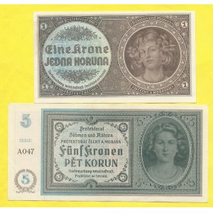 Soubory bankovek, 1 K (1940), 5 K (1940) s. C077, A047. H-30a, 31a