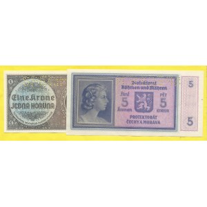 Soubory bankovek, 1 K (1940), 5 K (1940) s. D071, B016 . H-30aS1, 31aS1