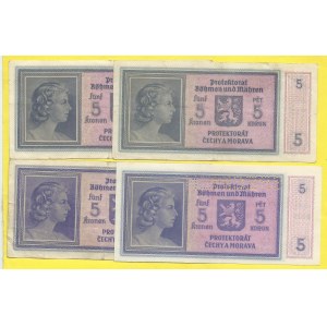 Soubory bankovek, 5 K (1940), s. B001, B028, P010, P035. H-31a, aS1, d.