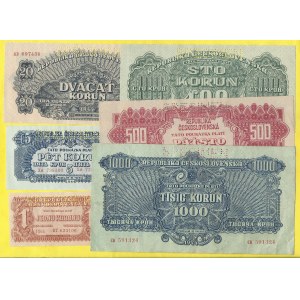 Soubory bankovek, 1, 5, 20, 100, 500, 1000 K 1944, s. BT, XA, AB, OO, XA, AA, CK.