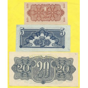 Soubory bankovek, 1, 5, 20 K 1944, s. HO, AO, EO. H-56a1, 57a, 58aS1