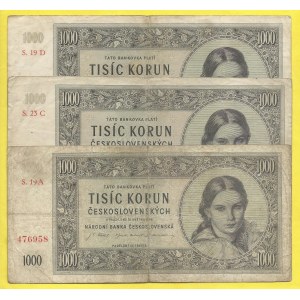 Soubory bankovek, 1000 Kčs 1945, s. 19A, 23C, 19D. H-78a, 79a