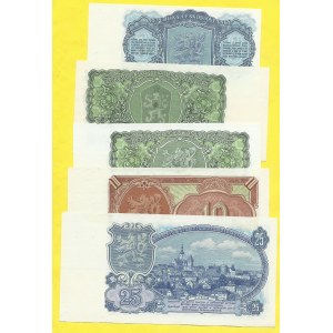 Soubory bankovek, 3, 5, 5, 10, 25 Kčs 1953, s. ZB, AD, AK, BP, BD. H-90a2S1, 91a1S1, 92a1, 93a1S1