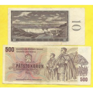Soubory bankovek, 10 Kčs 1960, s. E58 , 500 Kčs 1973, s. Z31. H-97c, 105a