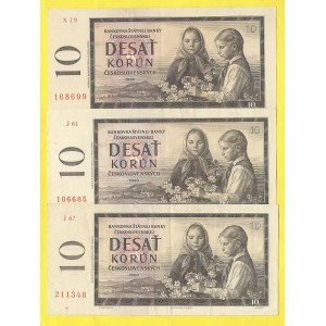 Soubory bankovek, 10 Kčs 1960, s. J61, J67, X19. H-97b, 97c