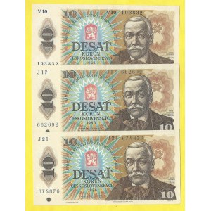 Soubory bankovek, 10 Kčs 1986, s. J17, J21, V10. H-107a, b