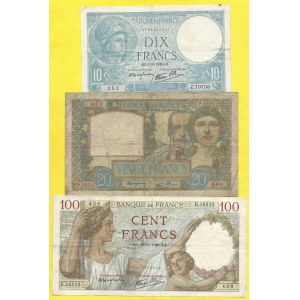 Soubory zahraničních bankovek, Francie. 10, 20, 100 frank 1939-41