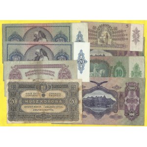 Soubory zahraničních bankovek, Maďarsko. Soubor běžných 1920 - 44 (6 ks platných na našem území)