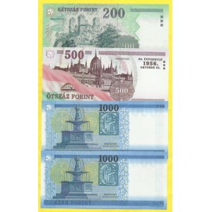 Soubory zahraničních bankovek, Maďarsko. 200, 500, 1000, 1000 Forint 2005 - 17