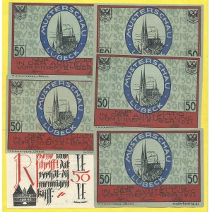 Soubory zahraničních bankovek, Německo. Lűbeck. 5 x 50 pf 1.-11.9.1921, 50 pf 1921. Grab.-827.1, 831.2