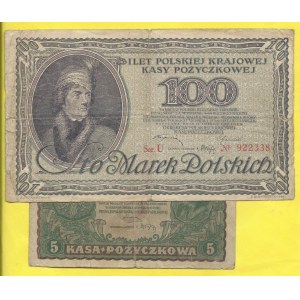 Soubory zahraničních bankovek, Polsko. 100, 5 Marek 1919, s. U, II Serja AJ. Milcz-18a, 24c