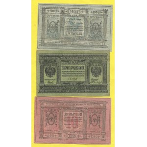Soubory zahraničních bankovek, Sibiř. 5, 10 rubl 1918, 3 rubl 1919