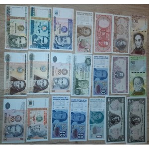 Soubory zahraničních bankovek, Argentina, Chile, Peru, Venezuela. soubor běžných
