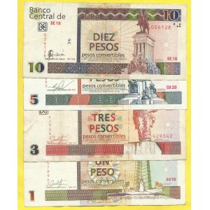 Soubory zahraničních bankovek, Kuba. 1, 3, 5, 10 konvertibilní peso 2008-17
