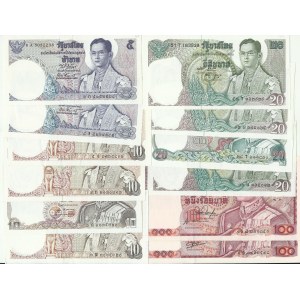 Soubory zahraničních bankovek, Thajsko. 14 ks 1953-1987. varianty podpisů