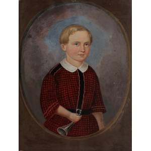 F. Burkhardt, Porträt eines Jungen mit Trompete