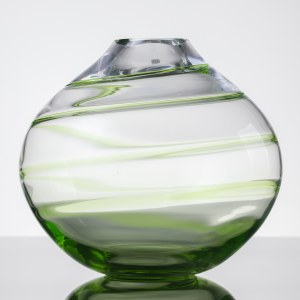 Krosno Glassworks Krosno, Ball vase with green decoration, early 21st century.