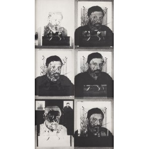 Ireneusz Pierzgalski (1929 Łódź - 2019 Łódź), Autoportret z psem - warianty, 1974