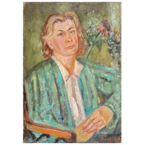 Czesław Rzepiński (1905-1995), Portrét ženy v zelenom saku