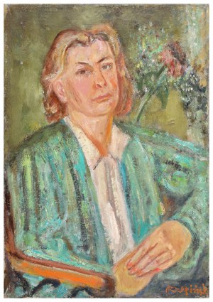 Czesław Rzepiński (1905-1995), Portret kobiety w zielonym żakiecie