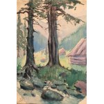 Ludwik Leszko (1890-1957), Ansicht von Babia Góra / Hütten im Tatra-Gebirge, 1940