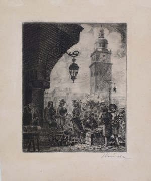Jan Stańda (1912-1987), Sukiennice i wieża ratuszowa na rynku w Krakowie