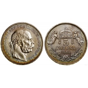 Hungary, 5 crowns, 1908 KB, Kremnica