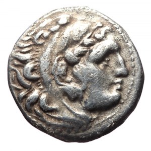 Kingdom of Macedon, Alexander III 'the Great' AR Drachm,(Silver, 4.15 g 17mm), 336-323 BC. Lampsakos.