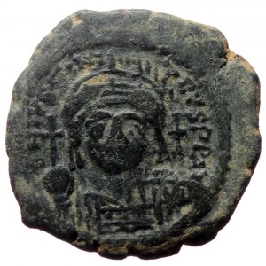 Justinian I (527 - 565) AE, Half Follis (Bronze, 6.38 g. 22mm.) Thessalonica. 527-565 AD.