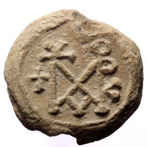 PB Byzantine monogrammatic seal of Mark chartoularios (6th century AD).