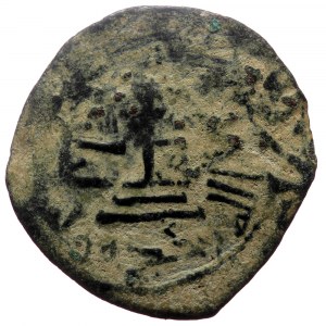 Islamic, Umayyad Caliphate (Arab-Byzantine coinage) 'Abd al-Malik ibn Marwan (AH 65-86 / AD 685-705). Æ Fals (Bronze, 21