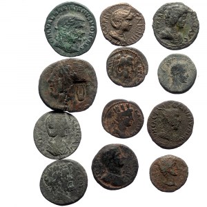 12 antike Bronzemünzen (Bronze, 68,34g)