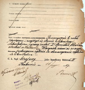 Dokument - Krajowe Towarzystwo budowlane robót wodnych i lądowych w Krakowie - Kraków 1907 rok
