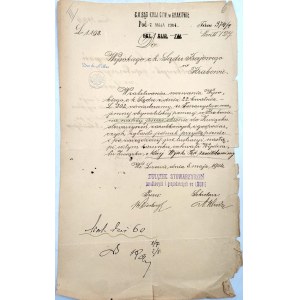 Pismo do Sądu Krajowego - Związek Stowarzyszeń zarobkowych i gospodarczych we Lwowie - 1904 rok