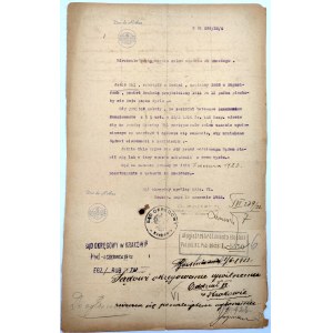 Uznávacia listina - 13. peší pluk - Bochnia / Krakov 1922