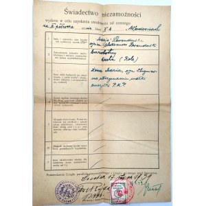 Sucha Beskidzka - Certificate of non-maintenance - stamp of the Municipal Office - Municipal stamp Sucha k. Zywiec