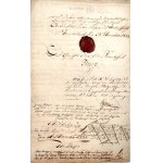 Akt notarialny - piękna pieczęć lakowa - Droszków i Domasłów - 1838 rok