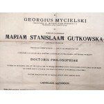 Jagelonská univerzita - doktorský diplom - Estreicher , Natanson , Mycielski - Krakov 1924
