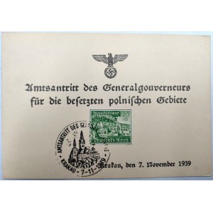 Karta - Generalne Gubernatorstwo dla okupowanych ziem Polski - Kraków 1939