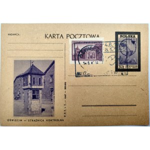 Oświęcim - Strażnica kontrolna - całostka - Stempel Muzeum Auschwitz 1947