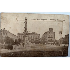Pocztówka - Lwów - Lemberg Plac Maryacki [rozkładana], feldpost. ok 1914