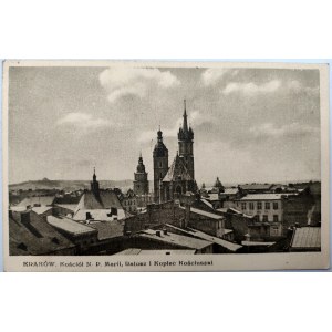 Pohľadnica - Krakovská katedrála, radnica a Kościuszkova mohyla - [známka hradu Wawel].