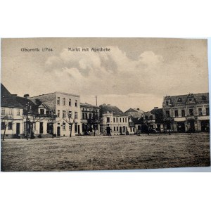 Postcard - Oborniki - Main Square and Pharmacy - before 1918