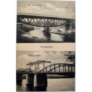 Pohľadnica - Oborniki - Železničný most cez rieky Wełna a Warta - pred rokom 1918