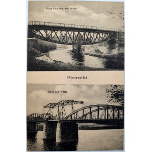 Postkarte - Oborniki - Eisenbahnbrücke über die Flüsse Wełna und Warta - vor 1918