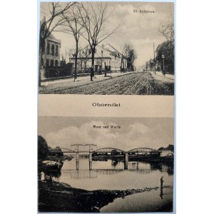 Pohľadnica - Oborniki - Most cez rieku Warta a ulica Kolejowa - pred rokom 1918