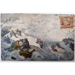 Pohľadnica - Červený kríž - Boje v Alpách - 1. svetová vojna [1915].