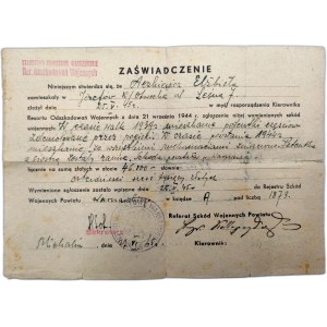 Zaświadczenie dotyczące reparacji wojennych - Warszawa 1945